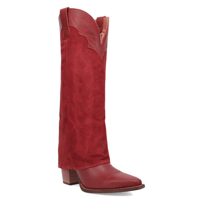 Dingo Womens Wild Horses Red Leather 16in Cowboy Boots