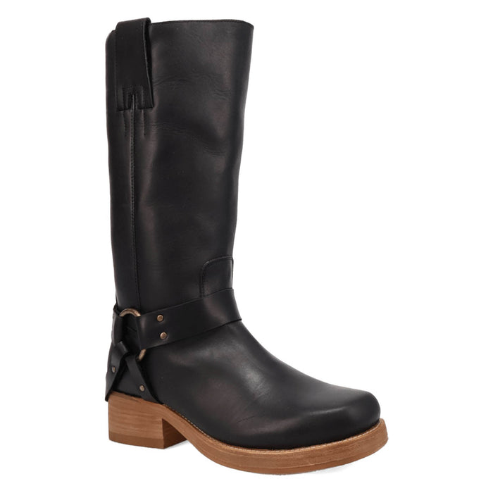 Dingo Mens Rip Black Leather 14in Motorcycle Boots