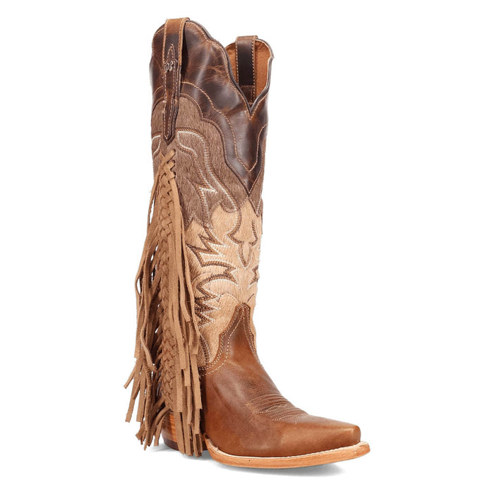 Dan Post Womens Dayla Tan Leather Fringe Cowboy Boots