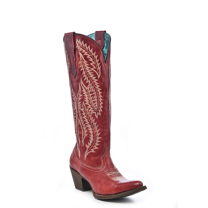 Corral Ladies Embroidery Red Cowhide Leather Cowgirl Boots