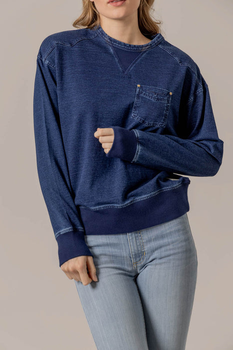 Kimes Ranch Womens Gina Indigo Blue Cotton Blend Sweatshirt