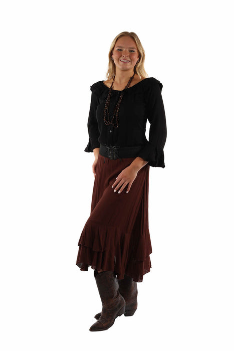 Scully Womens Crochet Band Chocolate 100% Rayon Skirt