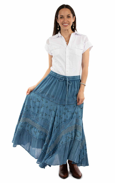 Scully Womens Adorned Multi Panels Blue 100% Rayon Skirt