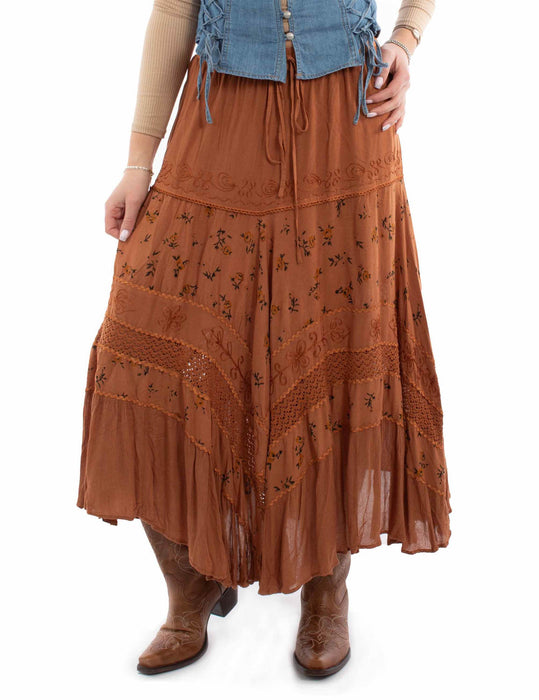 Scully Womens Adorned Multi Panels Rust 100% Rayon Skirt
