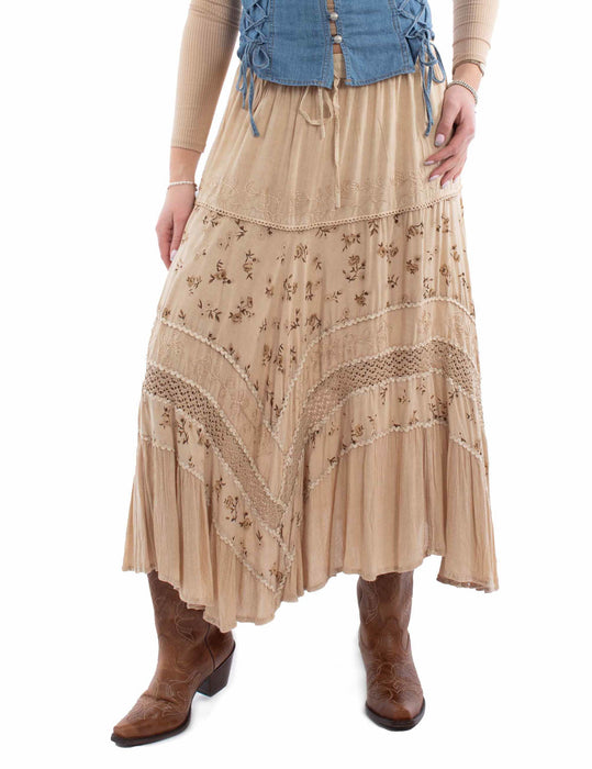 Scully Womens Adorned Multi Panels Sand 100% Rayon Skirt