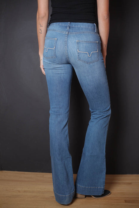 Kimes Ranch Womens Lola Soho Fade Jeans Blue Cotton Blend Flare Leg