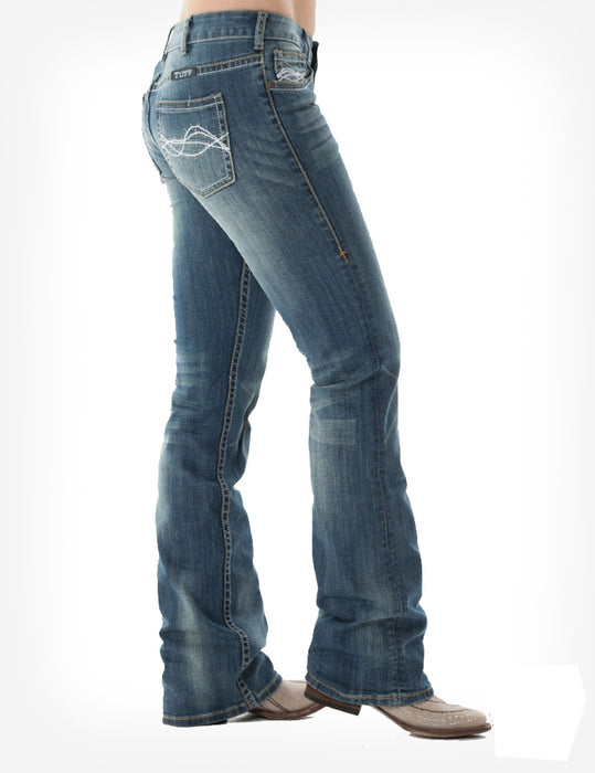Cowgirl Tuff Womens Medium Wash Cotton Blend Jeans DFMI Bootcut