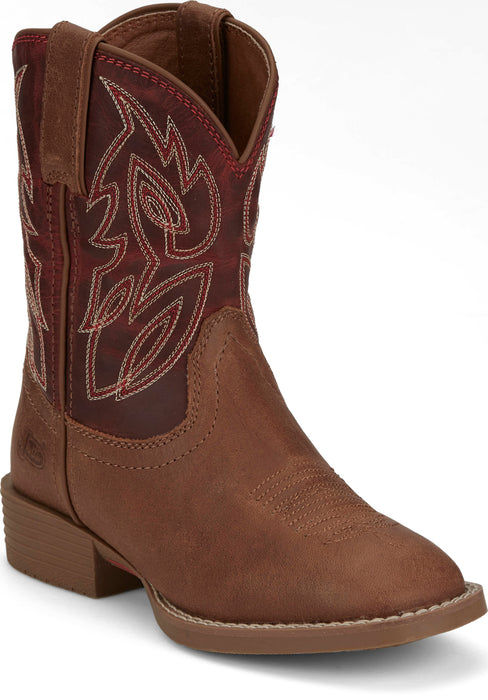 Justin Kids Unisex Canter Junior Roasted Cognac Leather Cowboy Boots