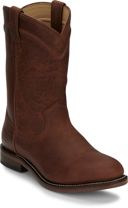Justin Mens Braswell Brown Leather Cowboy Boots