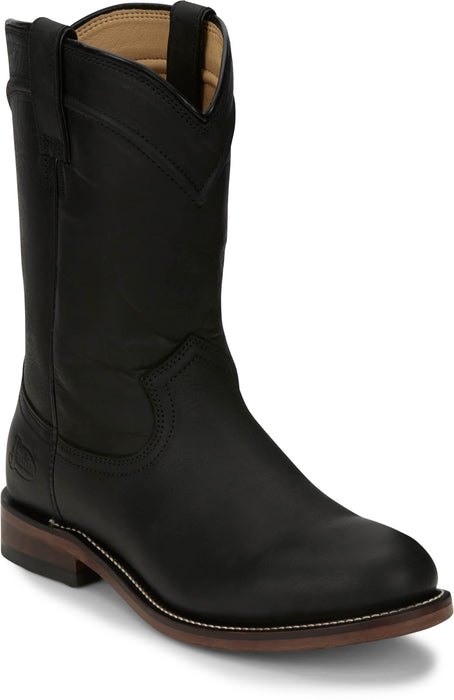 Justin Mens Braswell Black Leather Cowboy Boots