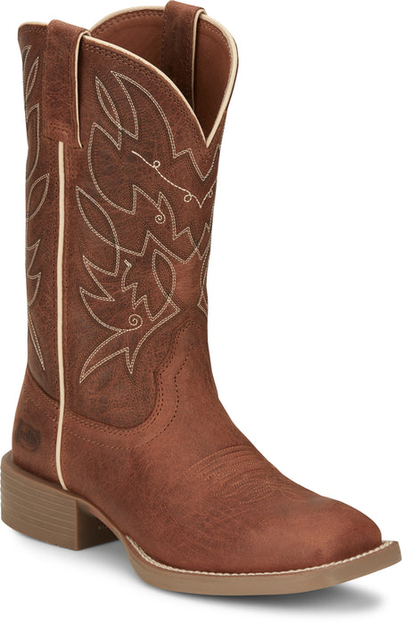 Justin Womens Halter 11in Western Roasted Cognac Leather Cowboy Boots