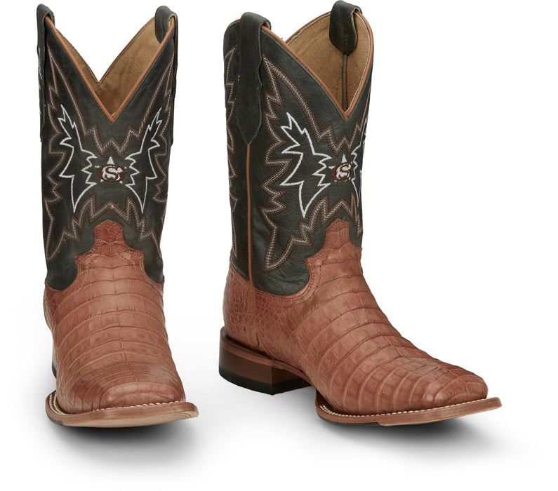 Justin Mens Haggard 11in Tan Caiman George Strait Cowboy Boots