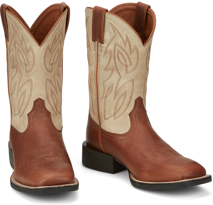 Justin Mens Canter 11in Western Whiskey Water Buffalo Cowboy Boots