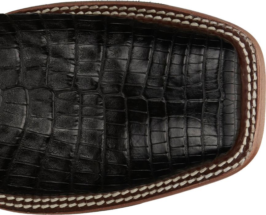Justin Mens Haggard 11in Black Caiman George Strait Cowboy Boots