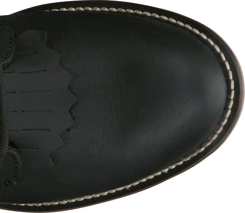 Justin Mens McKean 7in Lace-Up Roper Black Leather Work Boots