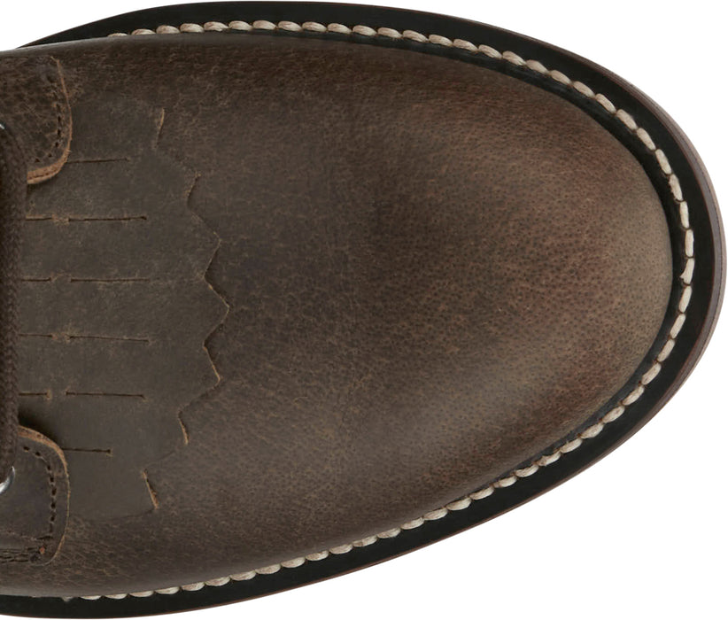 Justin Mens McKean 7in Lace-Up Roper Brown Leather Work Boots