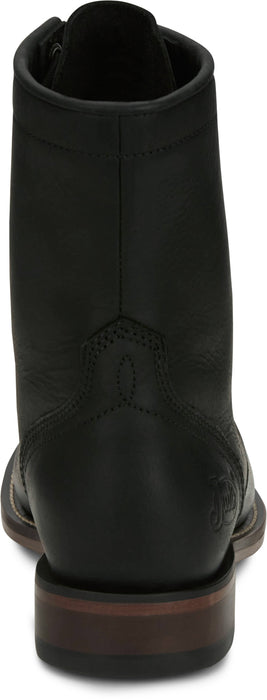Justin Mens McKean 7in Lace-Up Roper Black Leather Work Boots