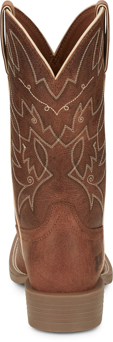 Justin Womens Halter 11in Western Roasted Cognac Leather Cowboy Boots