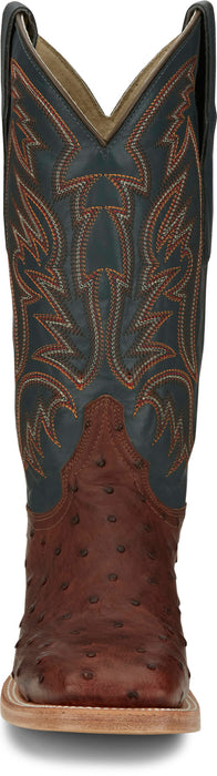 Justin Mens Doc Bar AQHA Brandy Full Quill Ostrich Cowboy Boots