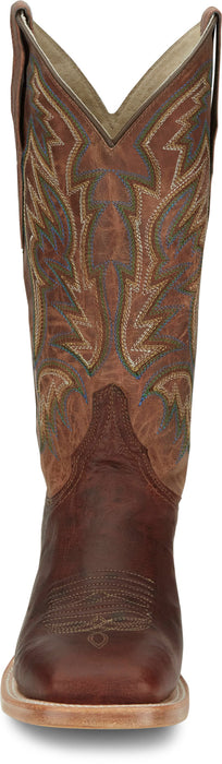 Justin Mens Three Bars AQHA Brandy Smooth Ostrich Cowboy Boots