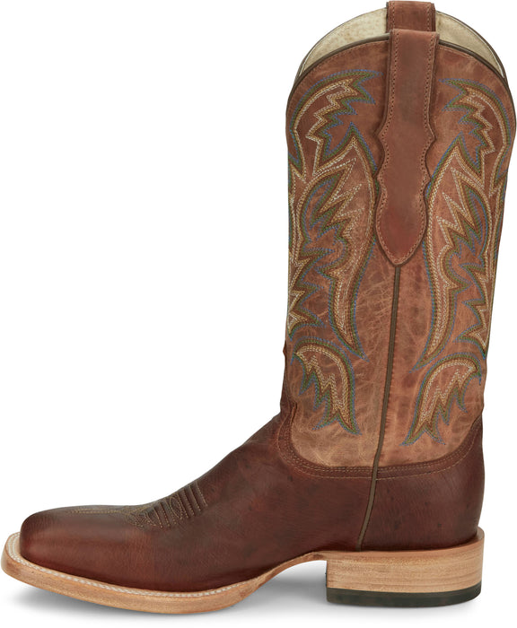 Justin Mens Three Bars AQHA Brandy Smooth Ostrich Cowboy Boots