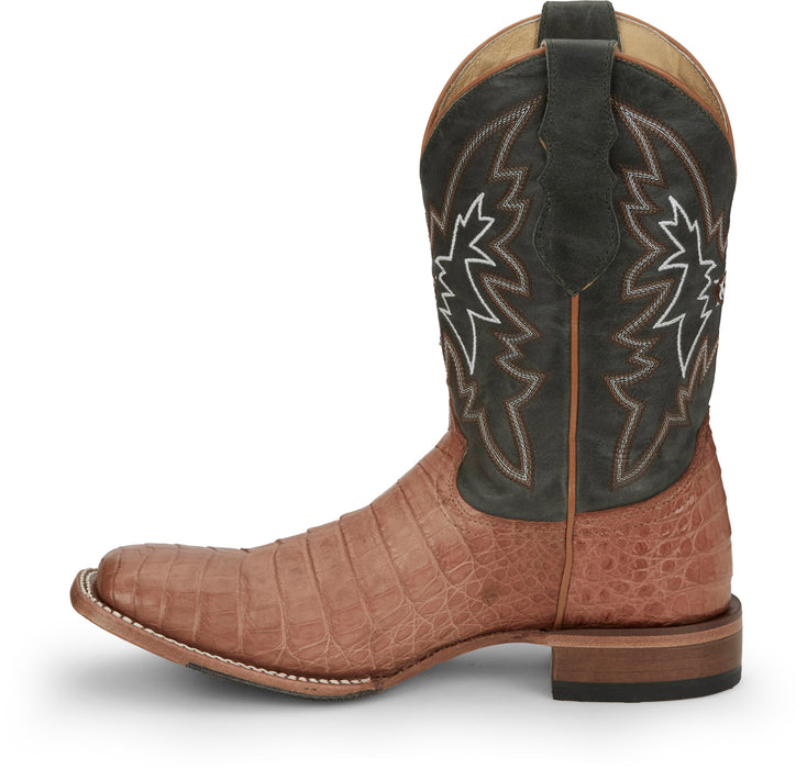 Justin Mens Haggard 11in Tan Caiman George Strait Cowboy Boots
