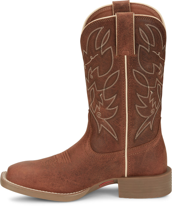 Justin Womens Halter 11in Western Roasted Cognac Leather Cowboy Boots
