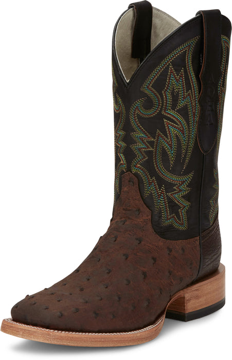Justin Mens King AQHA Kango Tobac Full Quill Ostrich Cowboy Boots