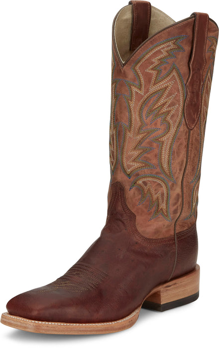 Justin Mens Three Bars AQHA Brandy Smooth Ostrich Cowboy Boots