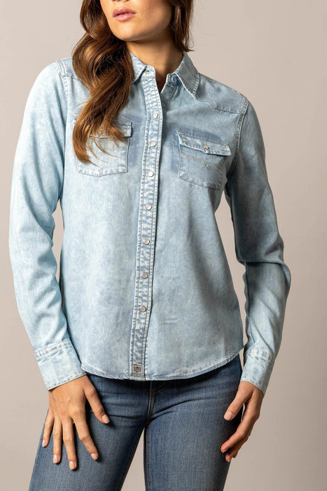 Kimes Ranch Womens KC Light Blue 100% Tencel L/S Shirt