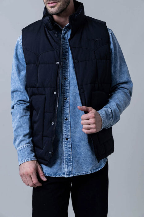 Kimes Ranch Mens Muir Trail Quilted Black Poly/Nylon Softshell Vest