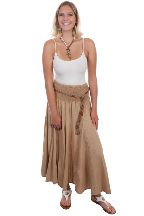 Scully Womens Vertical Full Panels Khaki 100% Cotton Skirt