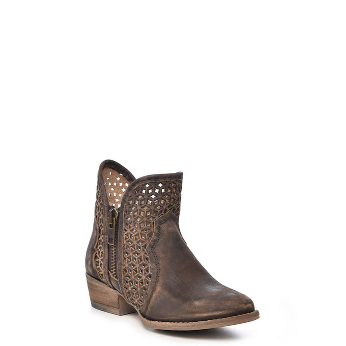 Circle G Urban Ladies Brown Cowhide Leather Shortie Boots