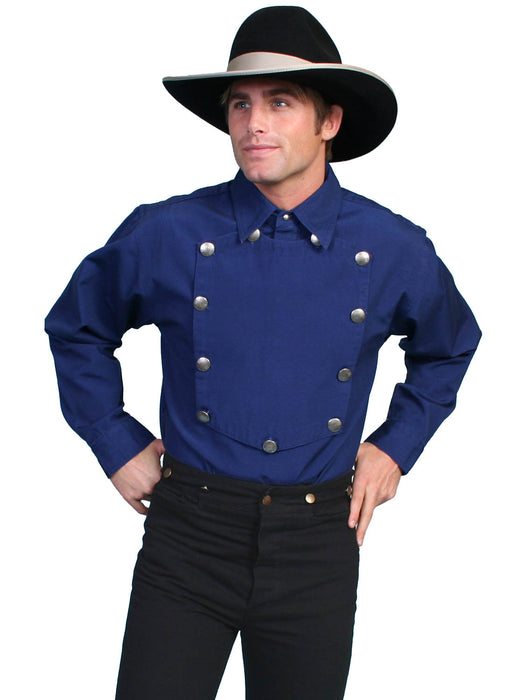 Scully Mens Western Bib Concho Royal 100% Cotton L/S Shirt
