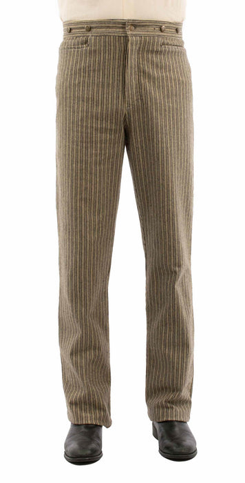 Scully Mens Rail Stripe Taupe Cotton Blend Dress Pants