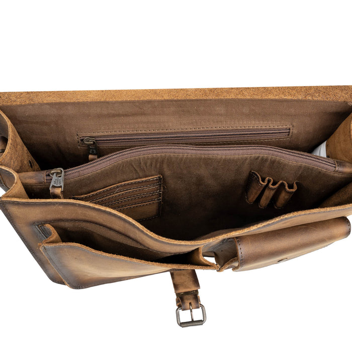 STS Ranchwear Mens Foreman Portfolio Veg-Tan Leather Messenger Bag