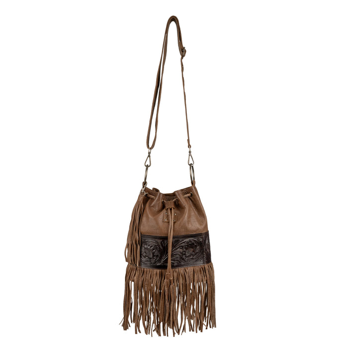 STS Ranchwear Womens Boho Cowgirl Brown/Tan Leather Bucket Bag