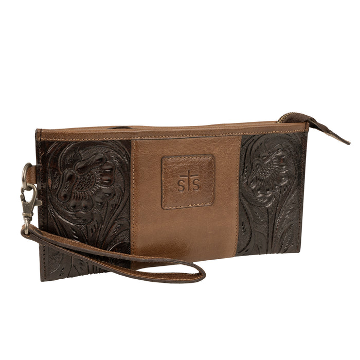 STS Ranchwear Womens Boho Cowgirl Brown/Tan Leather Clutch Bag