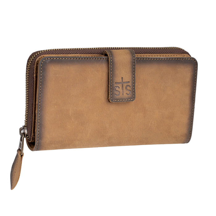 STS Ranchwear Womens Baroness Basic Bliss Chelsea Veg-Tan Leather Zip Organizer