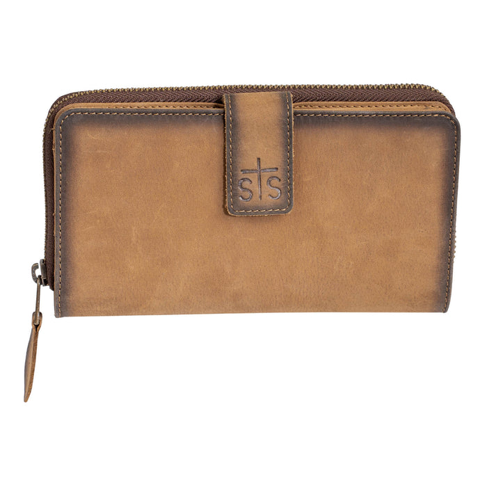 STS Ranchwear Womens Baroness Basic Bliss Chelsea Veg-Tan Leather Zip Organizer
