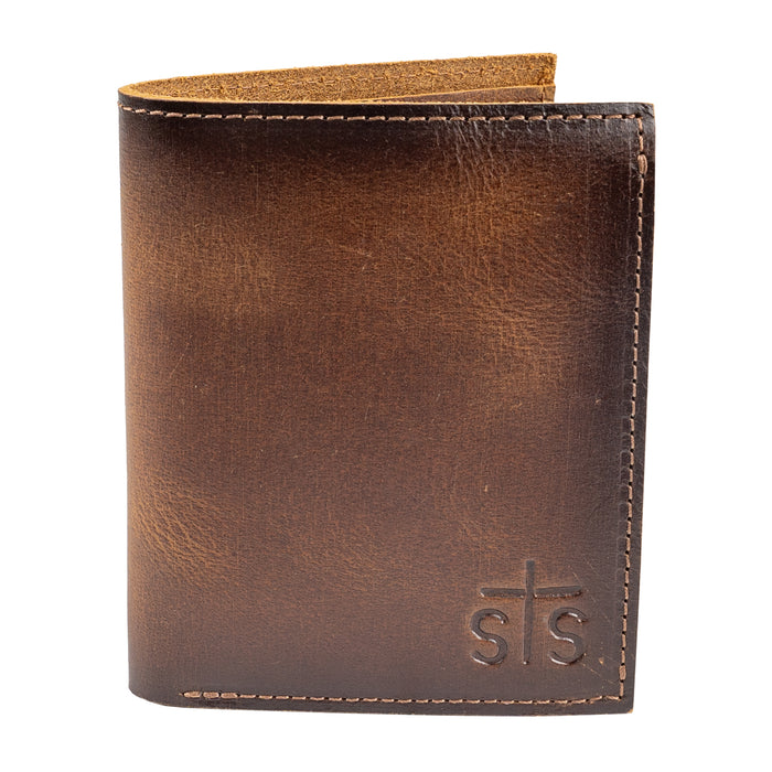 STS Ranchwear Mens Tucson Double ID Bifold Rich Tan Leather Bifold Wallet