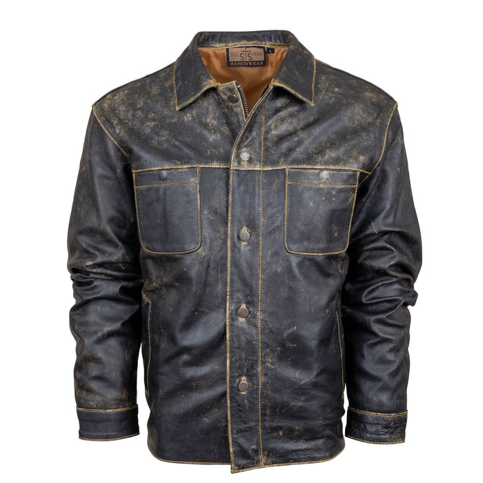 STS Ranchwear Mens Jesse James Antique Black Leather Jacket