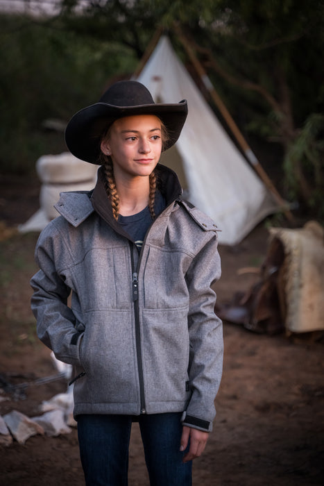 STS Ranchwear Youth Unisex Weston Heather Gray Poly/Spandex Softshell Jacket