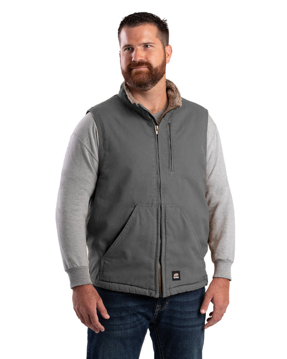 Berne Apparel Mens Heartland Sherpa-Lined Duck Slate 100% Cotton Vest