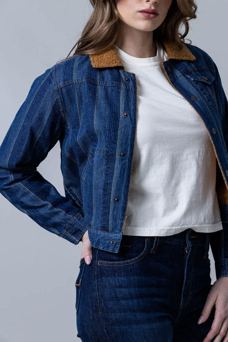 Kimes Ranch Womens Vaquero Trucker Stripe Denim 100% Cotton Jacket