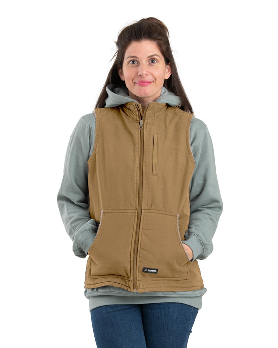 Berne Apparel Womens Sherpa-Lined Softstone Duck Brown Duck 100% Cotton Vest