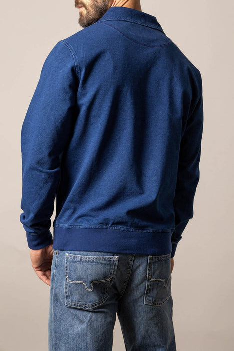 Kimes Ranch Mens Wicklow Indigo Cotton Blend 1/4 Zip Sweater