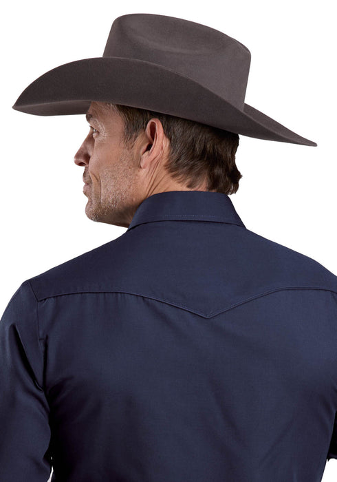 Roper Mens Cactus Desert Scene Navy Cotton Blend L/S Shirt