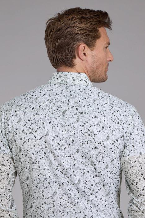 Roper Mens 2428 Paisley Black/White Cotton Blend L/S Shirt