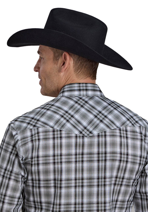 Roper Mens 2126 Plaid Grey/Black Cotton Blend L/S Shirt
